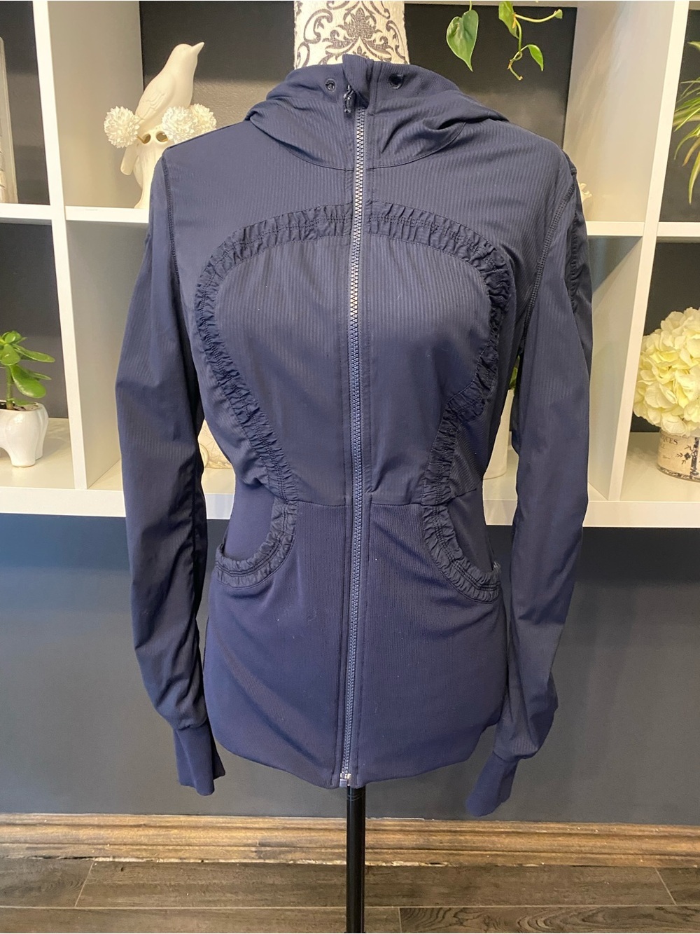 lululemon athletica Navy Hooded Zip Running Jacket